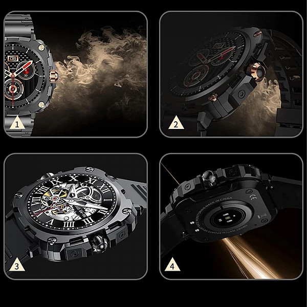 Smartwatch Microwear AK71 - Black  Gold Steel