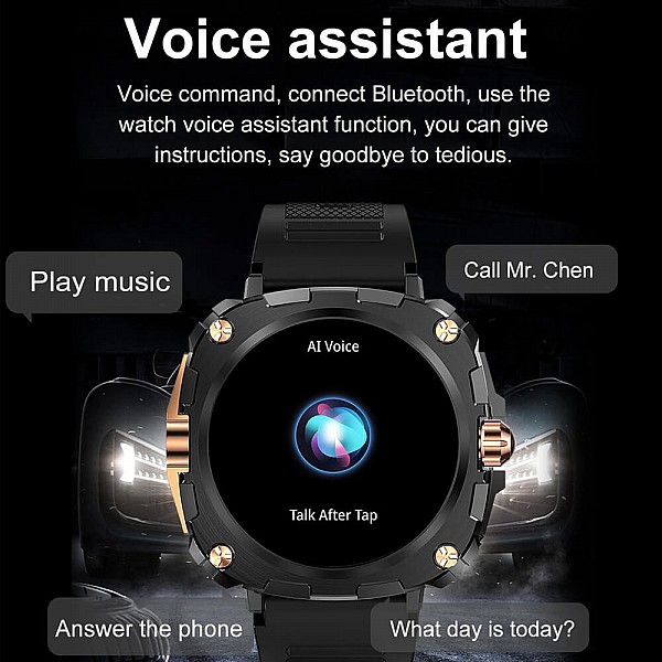 Smartwatch Microwear AK71 - Black  Gold Steel