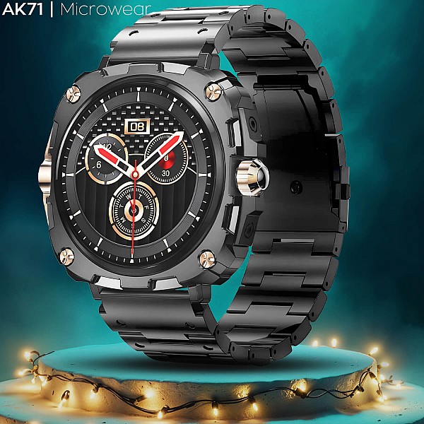Smartwatch Microwear AK71 - Black  Gold Steel