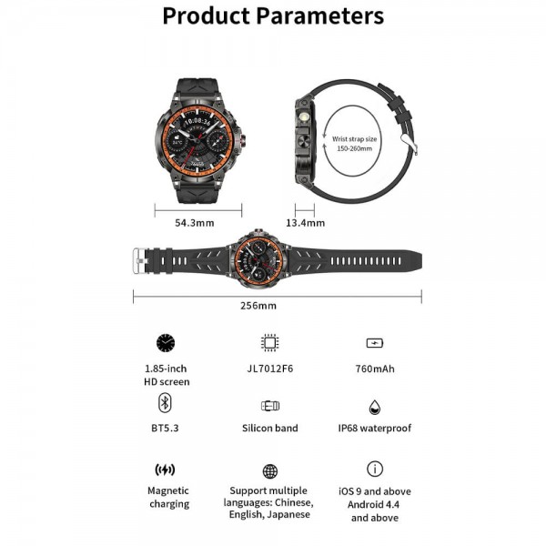 Smartwatch Microwear KC89 - Black