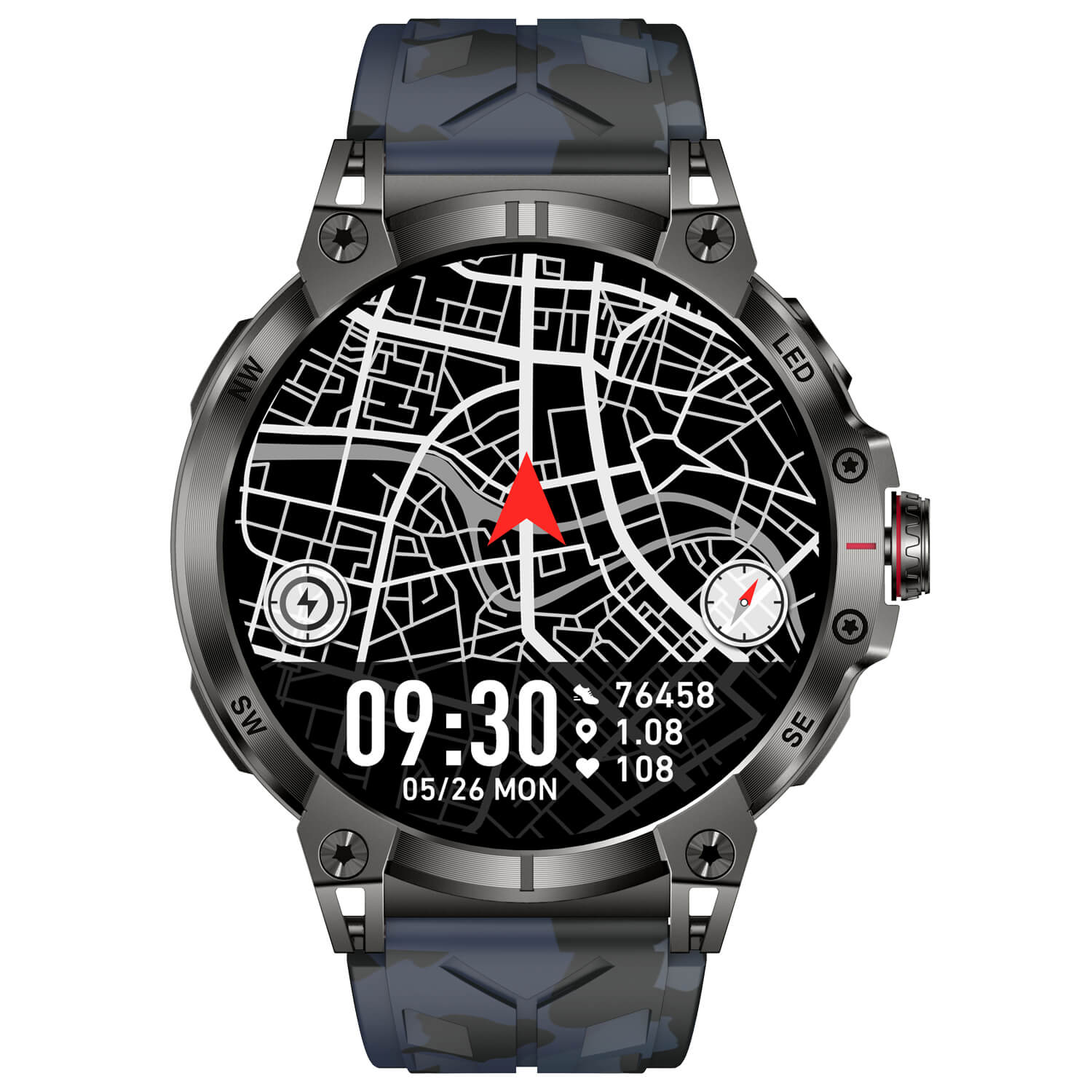 Smartwatch Microwear KC89 - Black camo