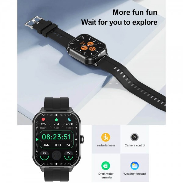Smartwatch Microwear D8 Pro - Black Steel