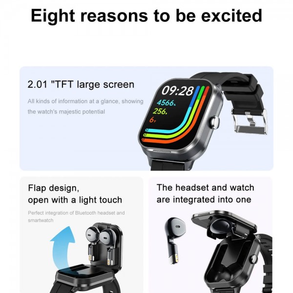Smartwatch Microwear D8 Pro - Black Steel