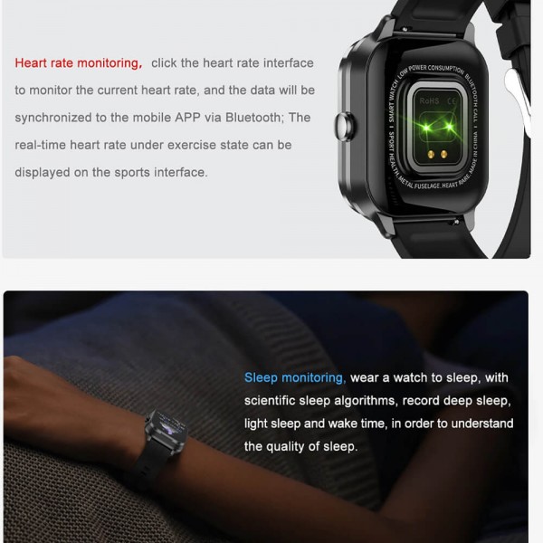 Smartwatch Microwear D8 Pro - Black Steel