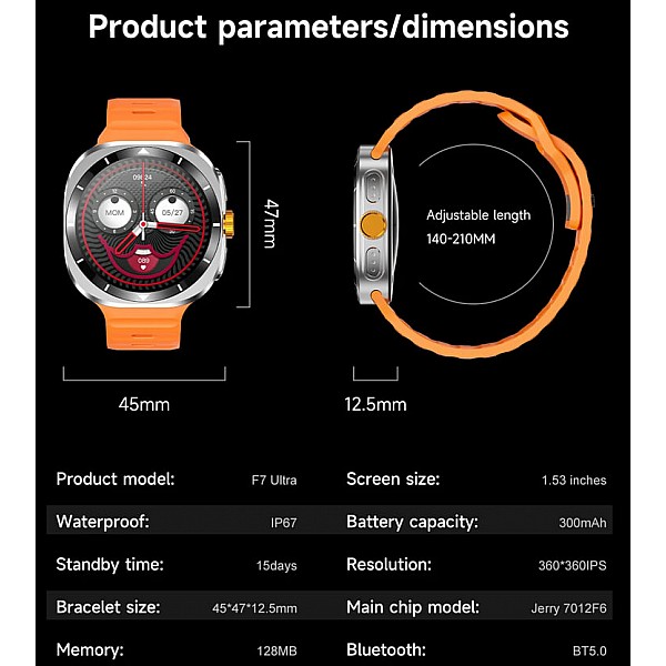 Smartwatch Microwear F7 - Black  Steel