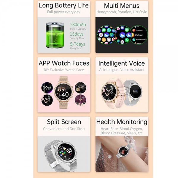 Smartwatch Microwear I70 - Gold Steel