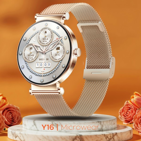 Smartwatch Microwear Y16 - Gold Steel
