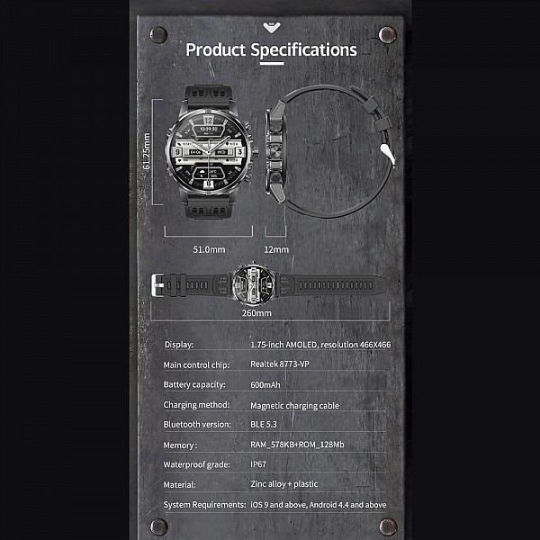 Smartwatch Microwear CF53 - Silver Steel