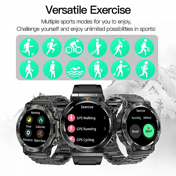 Smartwatch Microwear AK61 - Black Steel