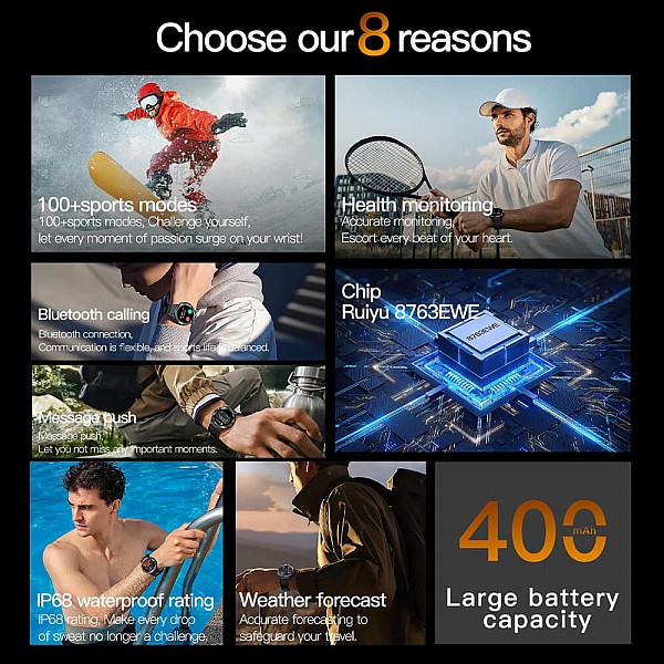 Smartwatch Microwear AK61 - Black Steel