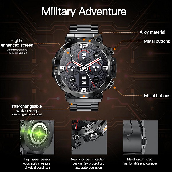 Smartwatch Microwear AK61 - Black Steel