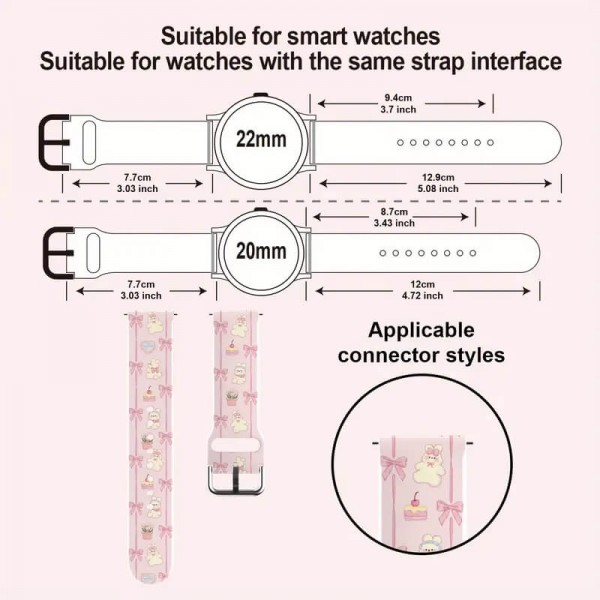 Bakeey  Λουράκι Silicone ΄ 20mm με Quick Release - Heart Bunny