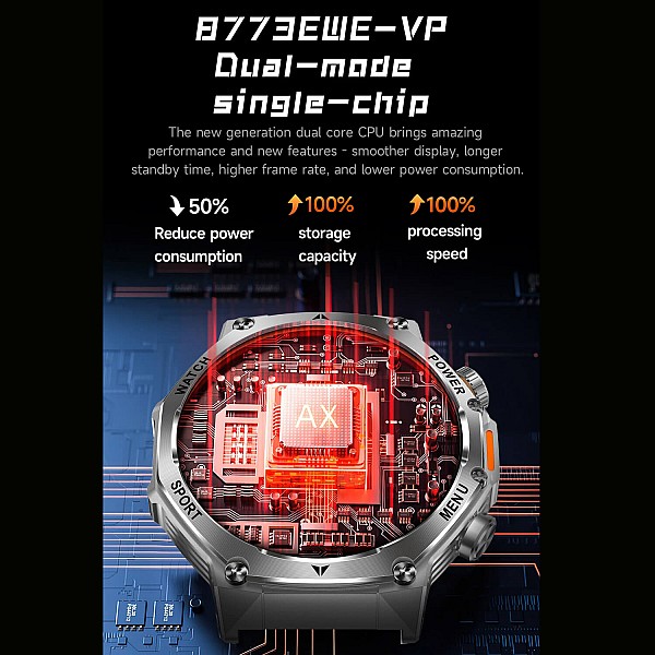 Smartwatch Microwear AK82 - Black Steel