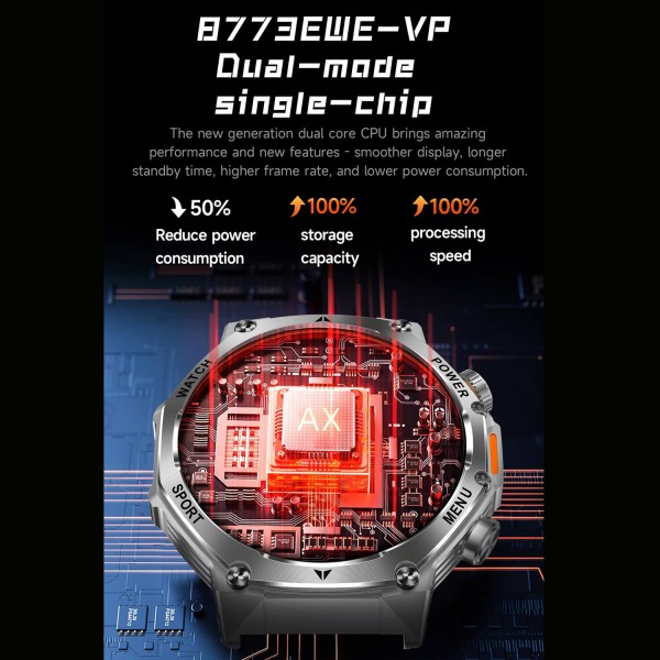 Smartwatch Microwear AK82 - Black Steel