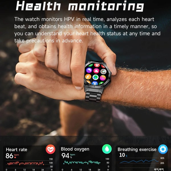 Smartwatch Microwear AK82 - Black Steel