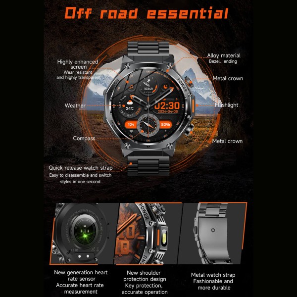 Smartwatch Microwear AK82 - Black Steel