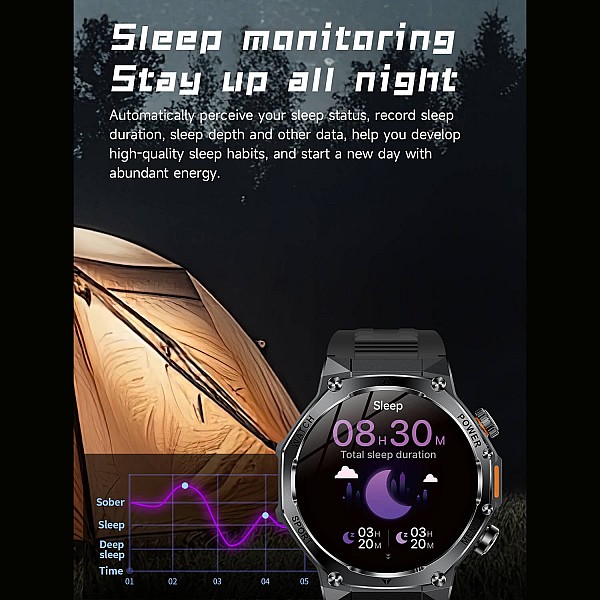 Smartwatch Microwear AK82 - Black Steel