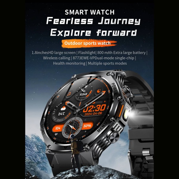 Smartwatch Microwear AK82 - Black Steel