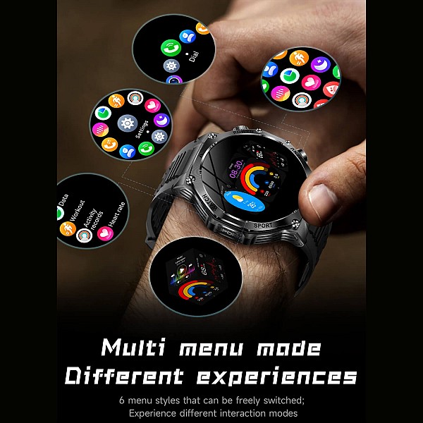 Smartwatch Microwear AK82 - Black Steel