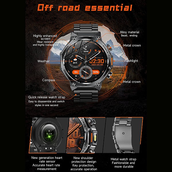 Smartwatch Microwear AK82 - Black Steel