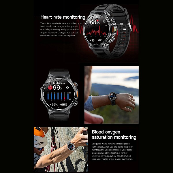 Smartwatch Microwear AK82 - Black Steel