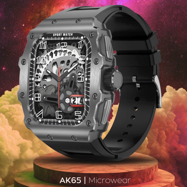 Smartwatch Microwear AK65 - Black Silicone