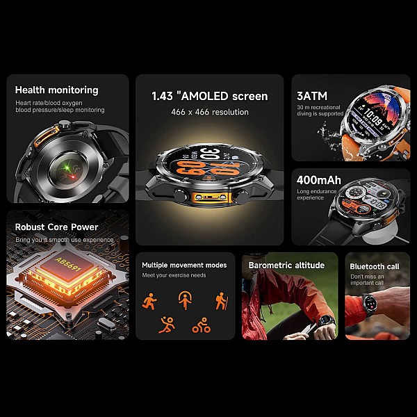 Smartwatch Microwear - HD300 Silver Steel