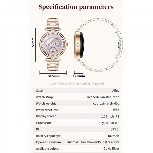 Smartwatch Microwear AK62 - Gold Milanese Steel