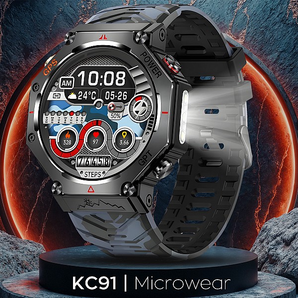 Smartwatch Microwear KC91 - Black Camo Silicone