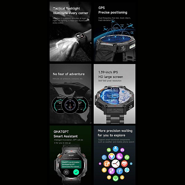 Smartwatch Microwear KC91 - Black Camo Silicone