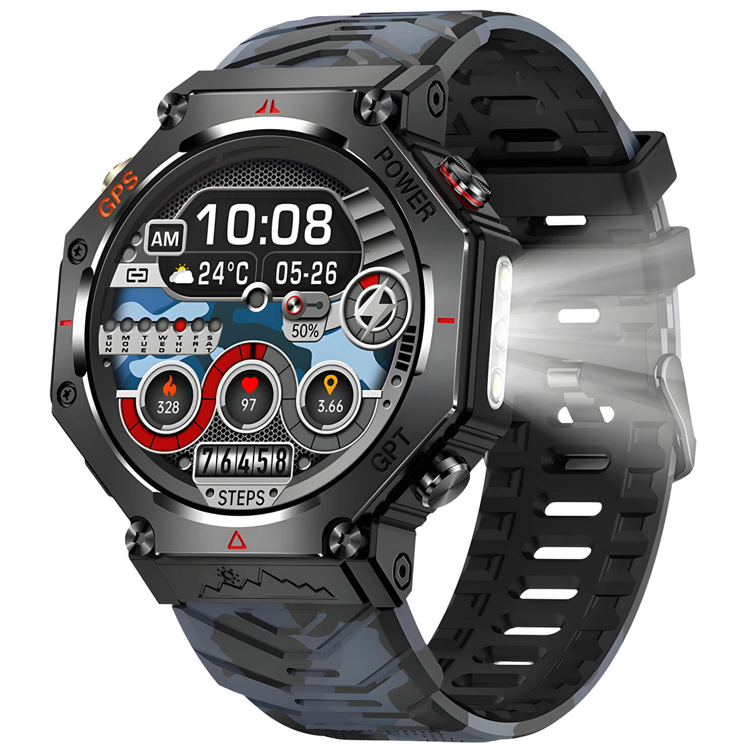 Smartwatch Microwear KC91 - Black Camo Silicone