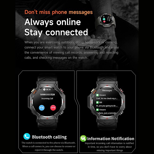 Smartwatch Microwear KC91 - Black Silicone