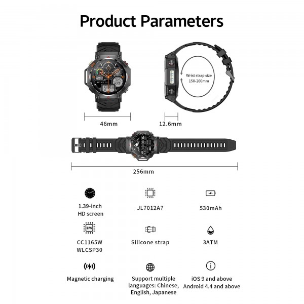 Smartwatch Microwear KC91 - Pink Silicone