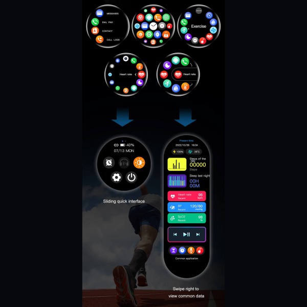 Smartwatch Microwear DK56 -  Black Silicone