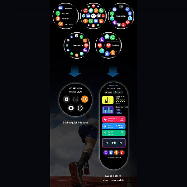 Smartwatch Microwear DK56 -  Black Silicone
