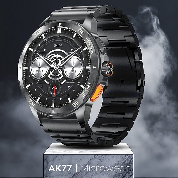 Smartwatch Microwear AK77 - Black Steel