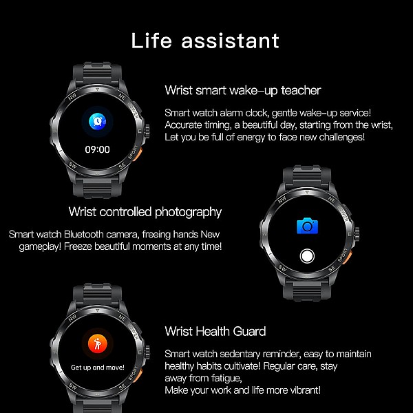 Smartwatch Microwear AK77 - Black Silicone