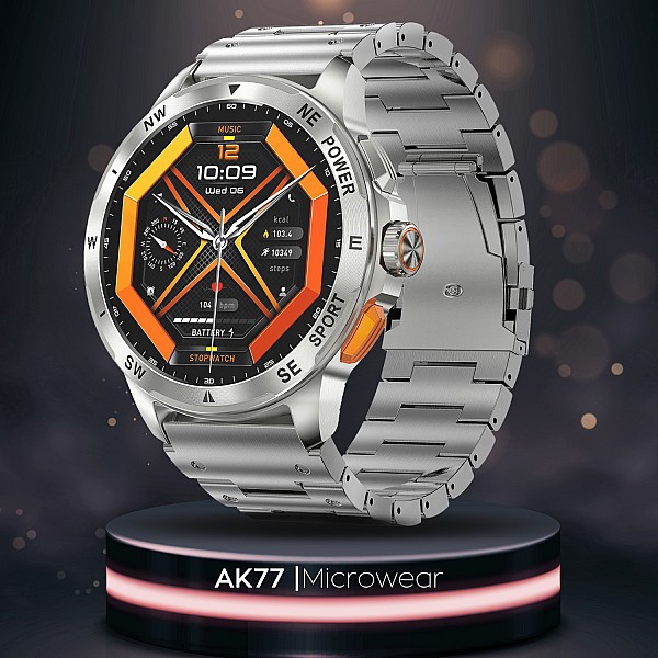Smartwatch Microwear AK77 - Silver Steel Smartwatch Microwear AK77 - Silver Steel