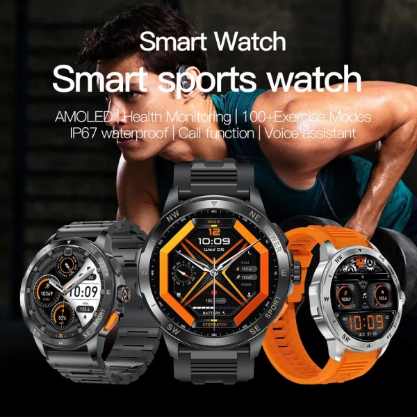 Smartwatch Microwear AK77 - Silver Steel