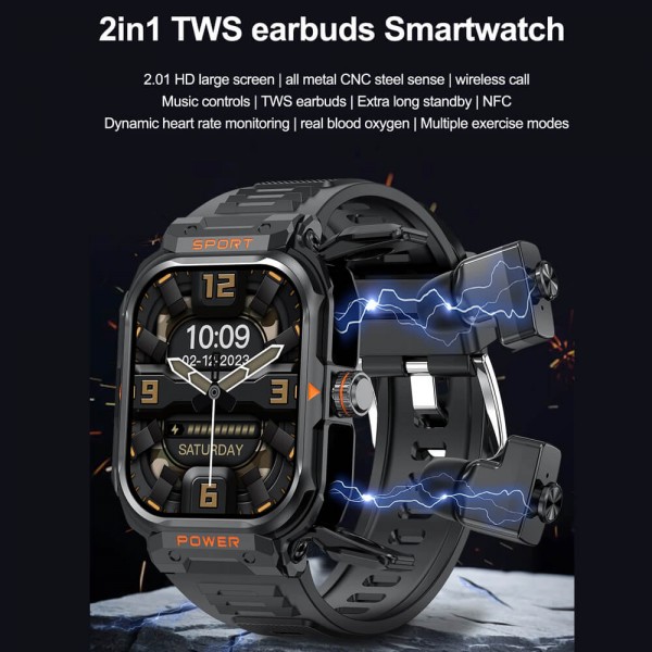 Smartwatch Microwear GT55 -  Black Silicone