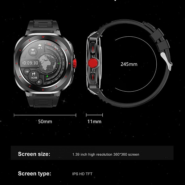 Smartwatch Microwear G33 - Black Steel