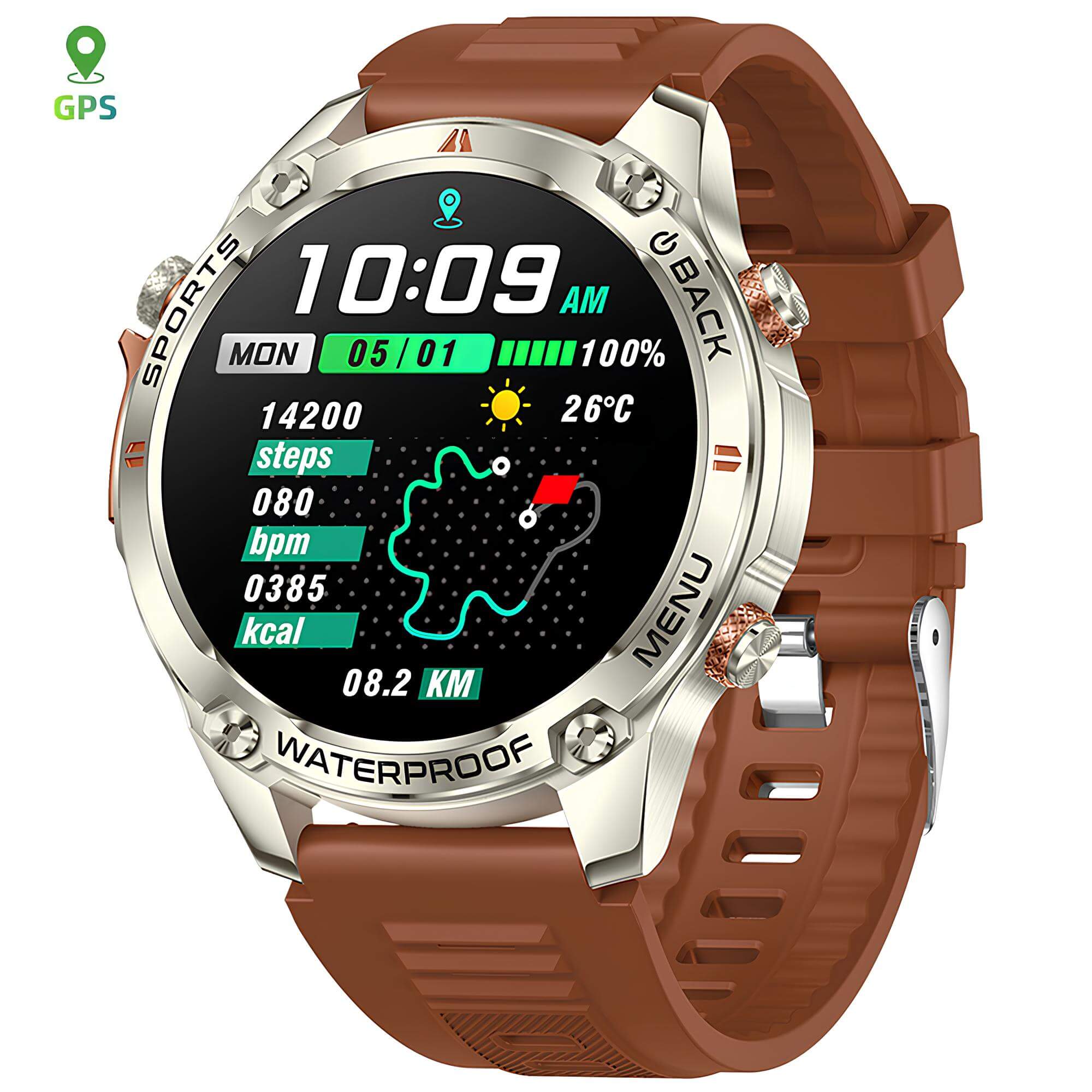 Smartwatch Microwear G100 GPS  - Brown