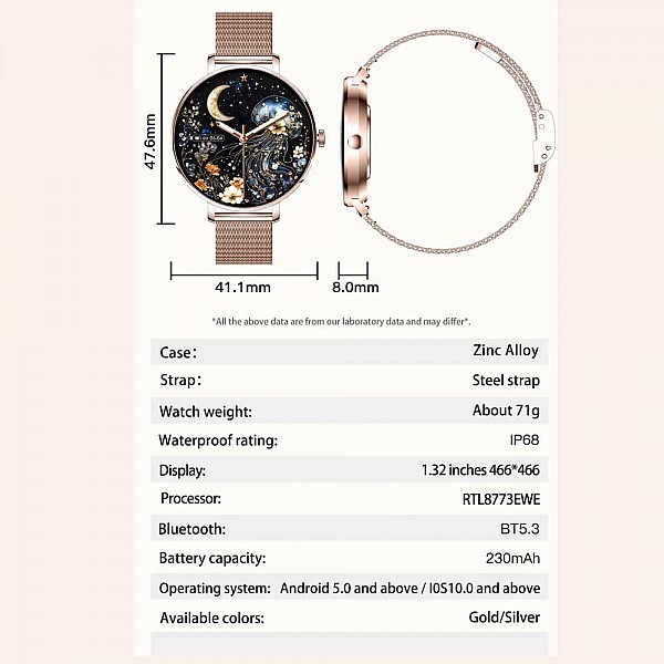 Smartwatch Microwear NX21 -  Gold Steel