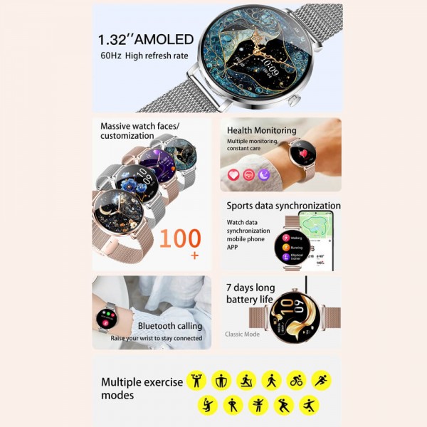 Smartwatch Microwear NX21 -  Silver Steel