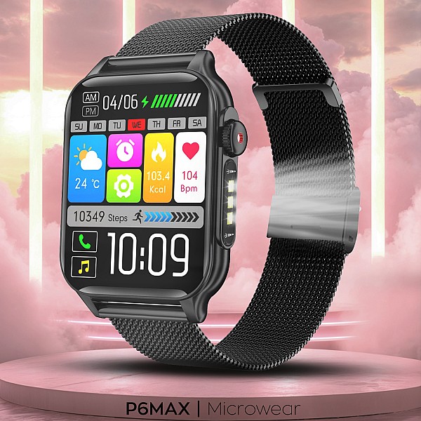 Smartwatch Microwear P6 Max - Black Steel