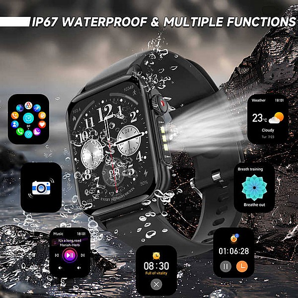 Smartwatch Microwear P6 Max - Black Steel