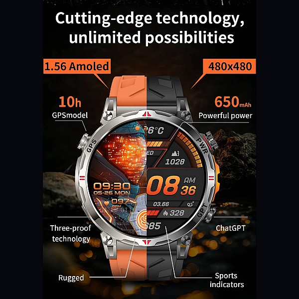 Smartwatch Microwear KC93 - Black Silicone