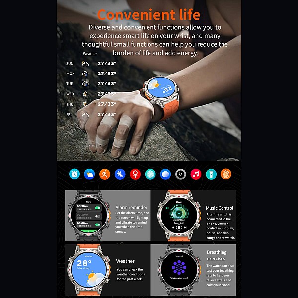 Smartwatch Microwear KC93 - Black Silicone