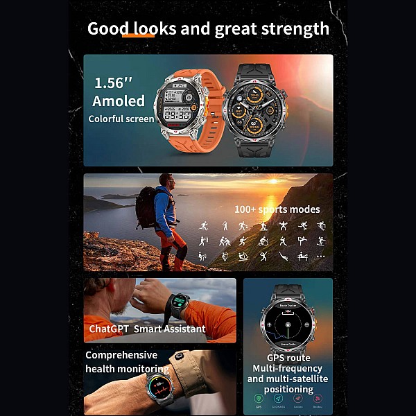 Smartwatch Microwear KC93 - Black Silicone