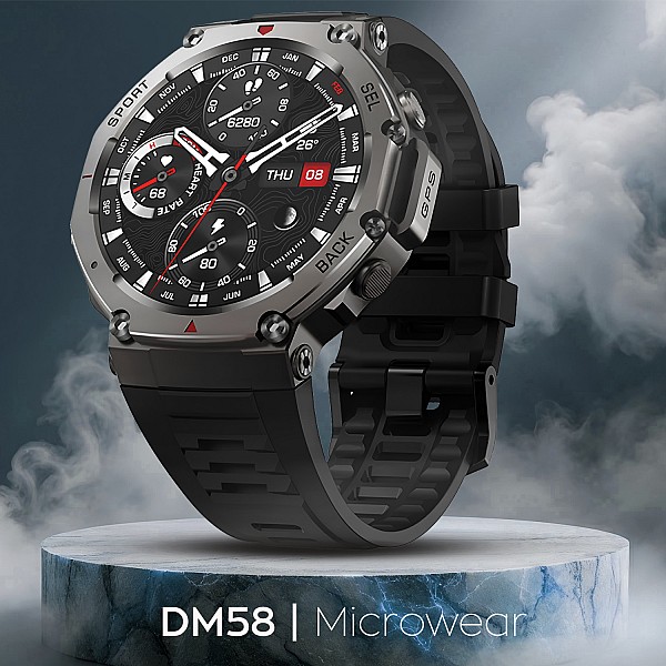 Smartwatch Microwear DM58 GPS - Black Silicone